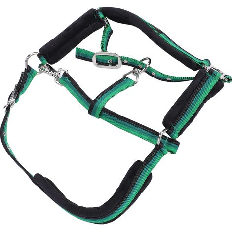 Licol pour cheval réglable en nylon robuste rembourré anti-frottement pour menton et gorge, taille M (convient aux chevaux de 1,10 à 1,30 m) (1/5)