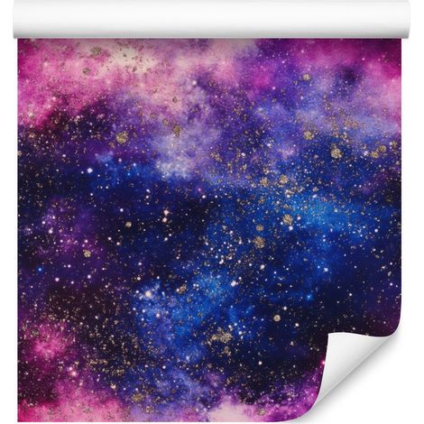 Aquarell-Galaxy-Tapete in Lila und Marineblau für Wohn- und Schlafzimmer 50x1000 (1/5)