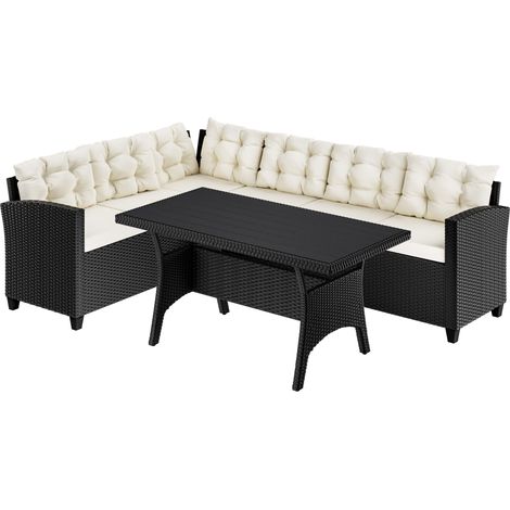 CASARIA® Conjunto Jardin Exterior Poliratán Comedor WPC Sillones Esquineros con Cojines Resistente Intemperie Muebles Salón Balcón Terraza (1/5)