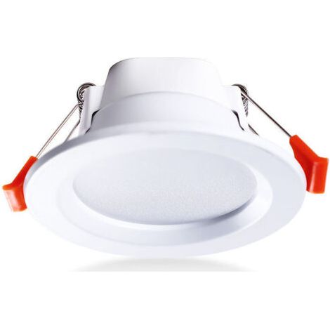 Lot de 4 plafonniers encastrés à LED IP65 étanche 5 W blanc chaud rond spot encastrable, plastique, blanc (1/4)