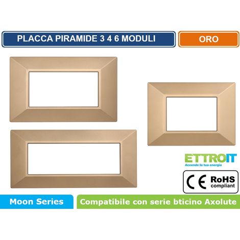 ETTROIT AN90311 Placca Piramide 3P Serie MOON Colore Oro Compatibile Con Bticino Axolute (1/4)