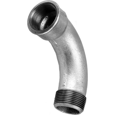 Hermann Schmidt Temperguss Bogen DN 10, 3/8", 90Grad Innengewinde/Aussengewinde, lang, verzinkt