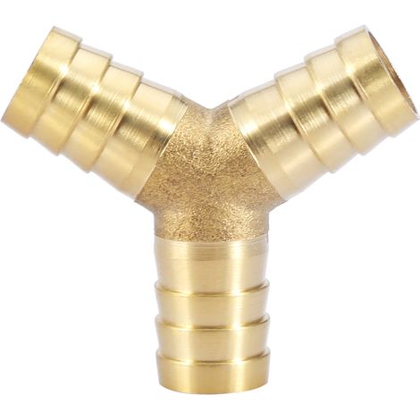 Raccord de tuyau en Y à 3 voies en laiton avec embout cannelé, pour air, eau et gaz (diamètre extérieur 16 mm, 1 pièce) (1/5)