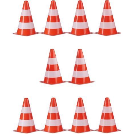 Lot de 10 cônes d'avertissement empilables pour sac de transport, sac à lacets, niches de marque, en pylone, 22 cm, orange/blanc (1/5)