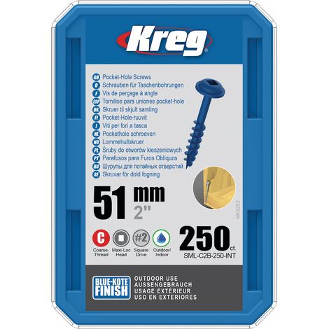 Taschenlochschraube 51 mm Blue-Kote™ Maxi-Loc, Außengewinde, 250 - KREG - SML-C2B-250-INT