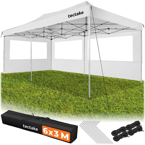 Pavillon pliant en aluminium 6 x 3 m, imperméable 3 panneaux latéraux avec fenêtre (1/5)