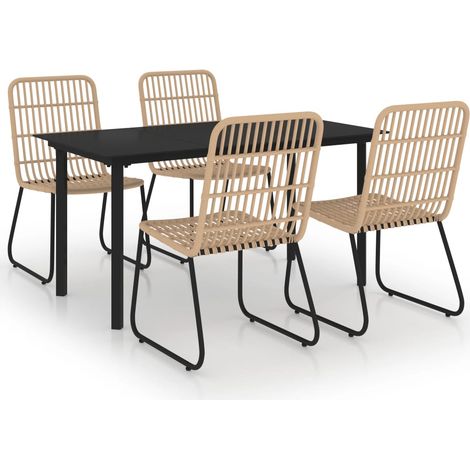 Set da Pranzo da Giardino 5 pz in Polyrattan e Vetro vidaXL (1/5)