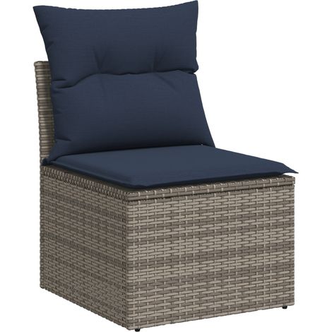 Maison Exclusive - Divano Giardino Senza Braccioli con Cuscini Grigio Polyrattan (1/5)