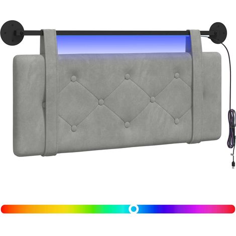 Maison Exclusive - Testiera sospesa Con luce LED Grigio Chiaro Velluto (1/5)