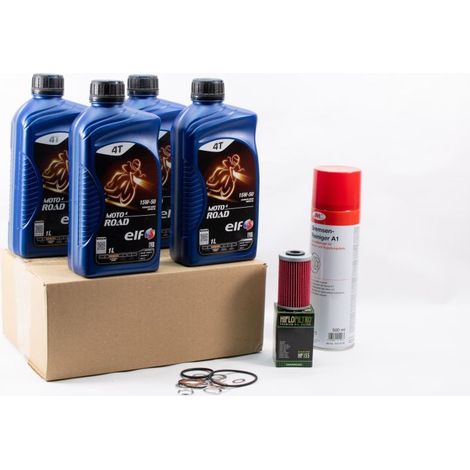 Kit Entretien Vidange Standard pour KTM DUKE 390 de 2013 à 2024 - ELF MOTO 4 ROAD 15w50 4L