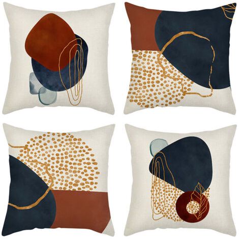 Lot de 4pcs Housses de Coussin 45x45cm taie d'Oreiller Canapé Décoratives Motif abstrait pour Canapé Salon Chambre