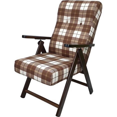 Sillón Reclinable MOLISANA ArtLegno MAS020 Estampado Escocés Estructura Madera  Color: Marrón