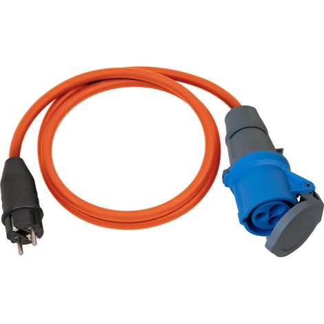 Cable adaptador IP44 para camping/marítimo 1,5m naranja H07RN-F 3G2,5 Enchufe de contacto protector, enchufe CEE 230V/16A (1/4)