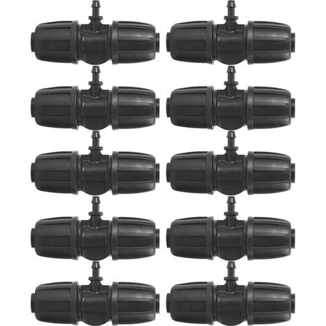 Conector para manguera de jardín, 10 unidades. Conector en T de alambre de púas de 16 mm a 4/7 Lock, 8,4 x 4,2 cm, utilizado en sistemas de nebulización e irrigación.