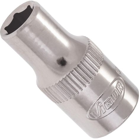 VIGOR Innenvierkant Antrieb 6,3 = 1/4 Zoll Steckschlüssel-Einsatz Außensechskant-Profil V2417N ∙ Vierkant hohl 6,3 mm (1/4 Zoll) ∙ Außen-Sechskant Profil ∙ 5,5 ∙ Gesamtlänge: 25 mm (1/2)
