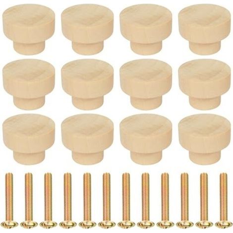 12pcs Poignée Meuble en Bois, Rond Boutons de Meuble, Boutons de Portes pour Placards, 35 mm Poignet de Tiroir, pour Décoration D'intérieur, Placard, Penderie, Tiroir, Armoires de Cuisine (1/4)