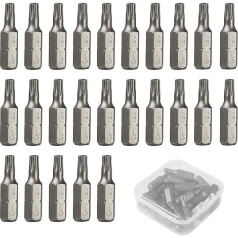 Jeu de 25 embouts de tournevis de 25 x 25 mm – Embouts de tournevis compatibles avec les tournevis et les perceuses, idéaux pour le bricolage, les réparations et les travaux ménagers (T20) (1/5)