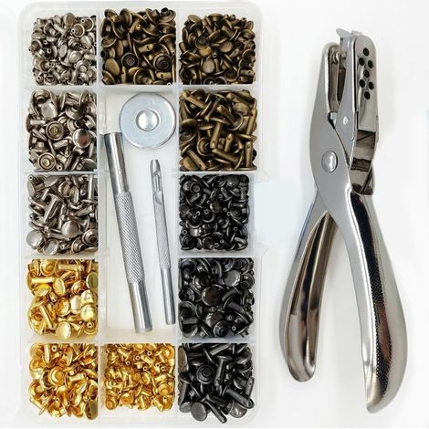 180 Rivet Cuir Double Capuchon 4 Couleurs 3 Tailles Rivets Couture avec (1/5)