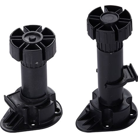 4 Pièces Pieds D'Armoire Plastique,Pied de Meuble,Pied Réglable pour Meuble,Noir Pieds de Meuble Plastique avec Clip Fixation Base pour Meubles de Cuisine,Armoire et Canapé  (80mm-100mm)