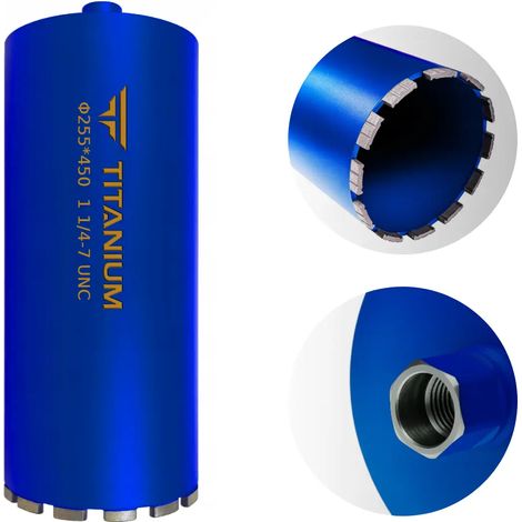 Broca de diamante para perforación de hormigón, sierra de corona de titanio de 255 mm y 450 mm (1/5)