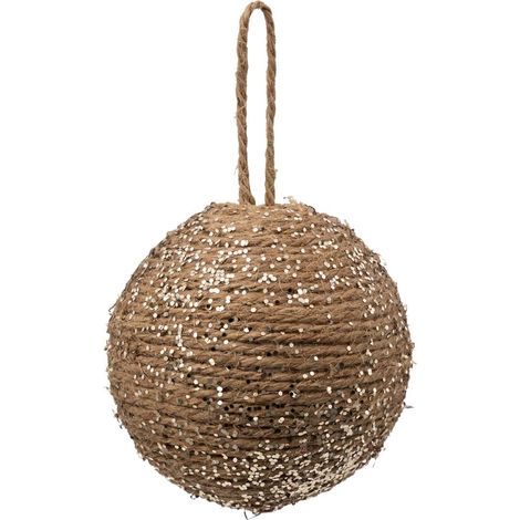 Palla di corda glitterata d.8cm in polistirolo oro - Atmosphera créateur d'intérieur