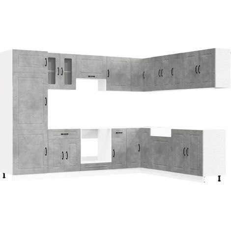 Maison Exclusive - 14dílná sada kuchyňských skříněk Kalmar betonově šedá kompozit (1/5)