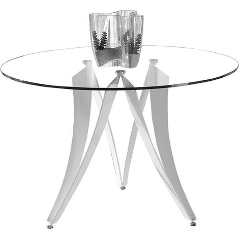 MOMMA HOME Mesa de comedor cristal transparente, Modelo Tesla, Medidas MEDIDAS Ø 120 X 76H CM (1/5)