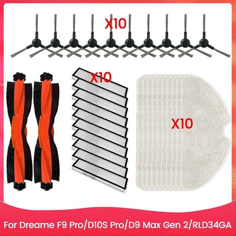 Hauptseitenbürste, Reinigungstuch, HEPA-Filter, Ersatzteile für effiziente Reinigung, für F9 Pro/D10S Pro/D9 Max Gen 2/RLD34GA (1/5)