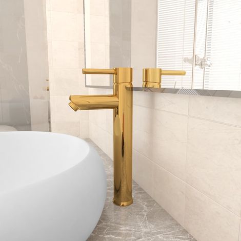 Robinet mitigeur de salle de bain doré 12x30 cm (1/5)