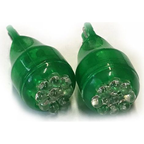 Coppia 2 Lampade Led T10 T15 Con 9 Led F3 Colore Verde Green 12V 0,2W