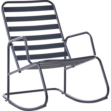 Garden Rocking Chair Black Aluminium Slatted Design Modern Style Outdoor TURI (1/5)
