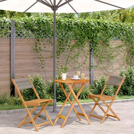 Ensemble de bistro 3 pcs-Salon de jardin bistro gris polypropylène et bois massif 616724 (1/5)