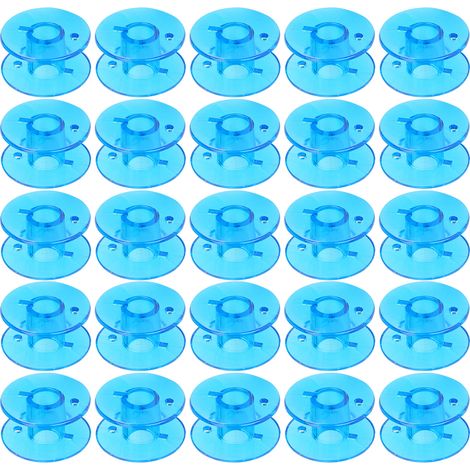 Lot de 25 bobines vides en plastique pour machines à coudre domestiques + 1 boîte (1/5)
