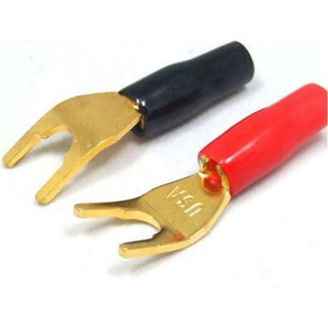 20 PièCes de Fiche Banane en Forme de YU, Fourchette PlaquéE Or, Fiche Banane, Prise Jack, Câble de Haut-Parleur Sans Soudure, (1/5)