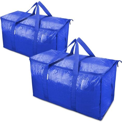 Paquet de 2 sacs de déménagement Extra larges avec fermetures éclair et poignées de transport, boîtes de déménagement fourre-tout de rangement robustes pour un gain de place (1/4)