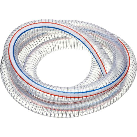 1-1/4" / 32mm ID Tuyau Renforcé Avec Fil Métallique 2 Mètres, Tuyau Aspiration PVC Vinyle Haute Pression Résistant Aux Produits Chimiques Avec Spirale En Fil D'Acier, Transparent (1/5)
