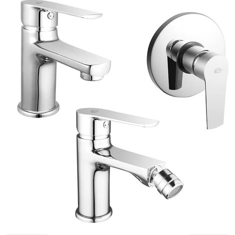 Set miscelatori lavabo bidet e doccia incasso cromato lucido Juliette (1/5)