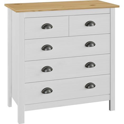 vidaXL Credenza Hill Bianca 79x40x80 cm in Legno Massello di Pino (1/5)