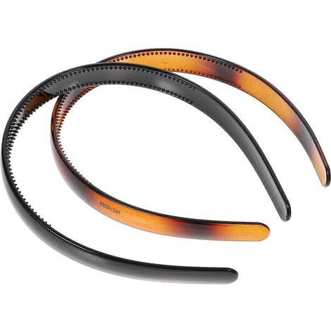 Set mit 2 schlichten, breiten Haarbändern mit Zahnmuster für den täglichen Gebrauch, auch zum Waschen und Schminken. – 12,50 x 12,00 x 1,60 cm (1/4)