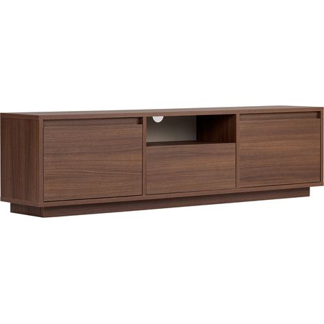 Habitat Et Jardin – Meuble TV en bois mélaminé marron – Dimensions 160 x 30 x 42 cm – Épaisseur 18 mm – 3 portes et 1 étagère (1/4)