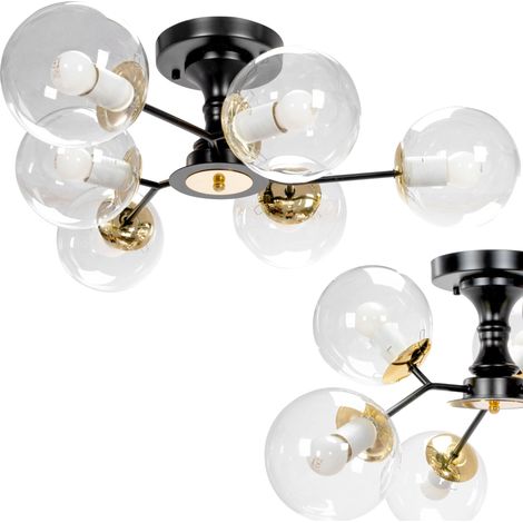 Chandelier Toolight APP1134-6C Black Gold Glass Balls E27 6-light points