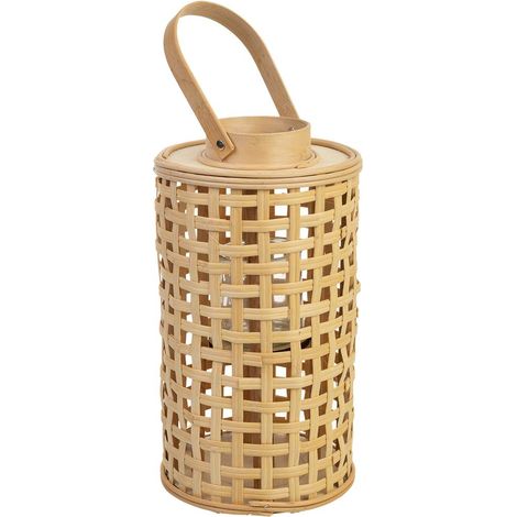 Farol de bambú con recipiente de cristal para la vela D24x53,5h cm (1/5)