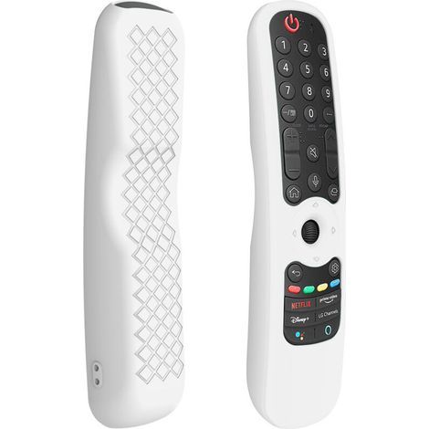 LG Smart TV Coque de télécommande en silicone étanche pour AN-MR21GC MR21N/21GA Magic Remote Control Case Stand Film de protection ,Blanc,1PC (1/4)
