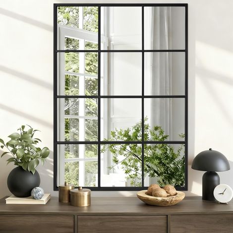 Miroir rectangulaire noir avec cadre en métal - Miroir décoratif artistique moderne pour salon, chambre à coucher, entrée, 45,7 x 66 cm (1/5)