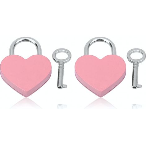 Petites Serrures avec Clés Serrure Coeur et Serrures à Clavier Mini Serrures Cadenas 30x39mm(Rose) (1/5)