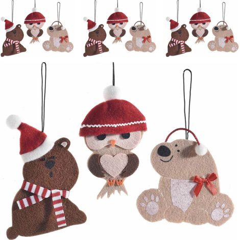 Decorazioni da Appendere per Albero di Natale A Forma di Animaletti in Panno Set da 18 Addobbi Altezza 14 Cm (1/4)
