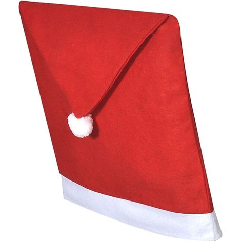 Lot de 6 housses de chaise de Noël - Bonnet de Père Noël - Bonnet de Père Noël - Rouge - Décoration pour Noël, dîner, fête (1/3)