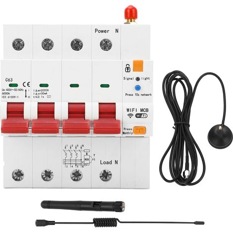 Disjoncteur WiFi Protection contre les fuites télécommande Rail DIN AC400V 63A 4P