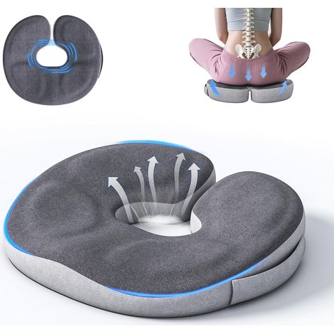Orthopädisches Donut-Kissen aus Memory-Schaum – Linderung von Steißbeinschmerzen, Hämorrhoiden, Ischias, Schwangerschaft, Wochenbett und Genesung (Grau) (1/5)