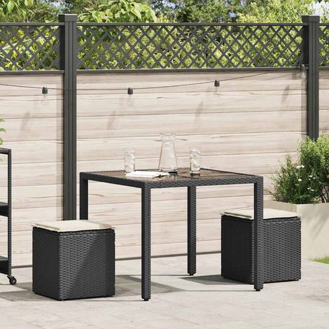 Maison Exclusive - Sgabelli Giardino con Cuscini 2 pz Nero 40x40x43 cm Polyrattan